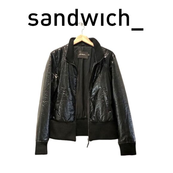sandwich Jackets & Blazers - NWOT Sandwich Wet look Bomber Jacket Biker Moto Jacket vinyl look Mobwife Jacket